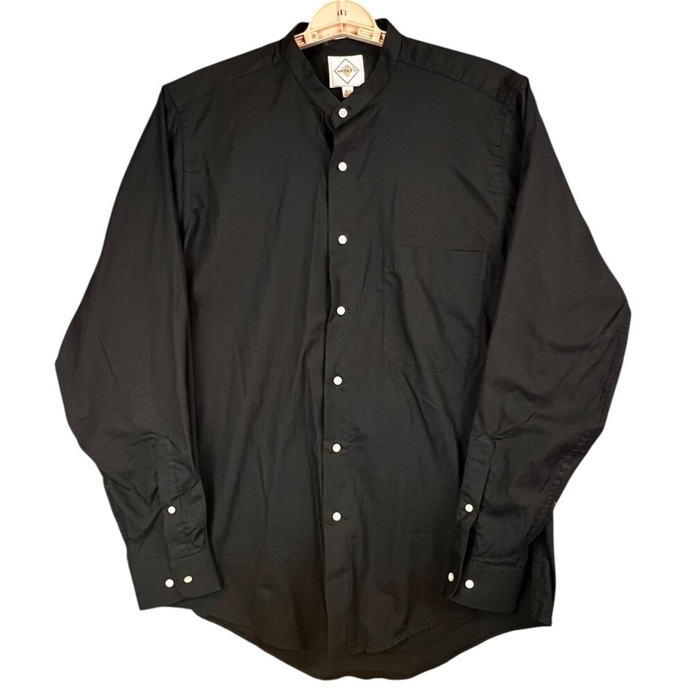 Adolfo Shirt Mens 15.5 34/35 Black Long Sleeve Button Up Single Needle Tailoring